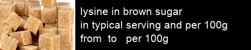 lysine in brown sugar information and values per serving and 100g